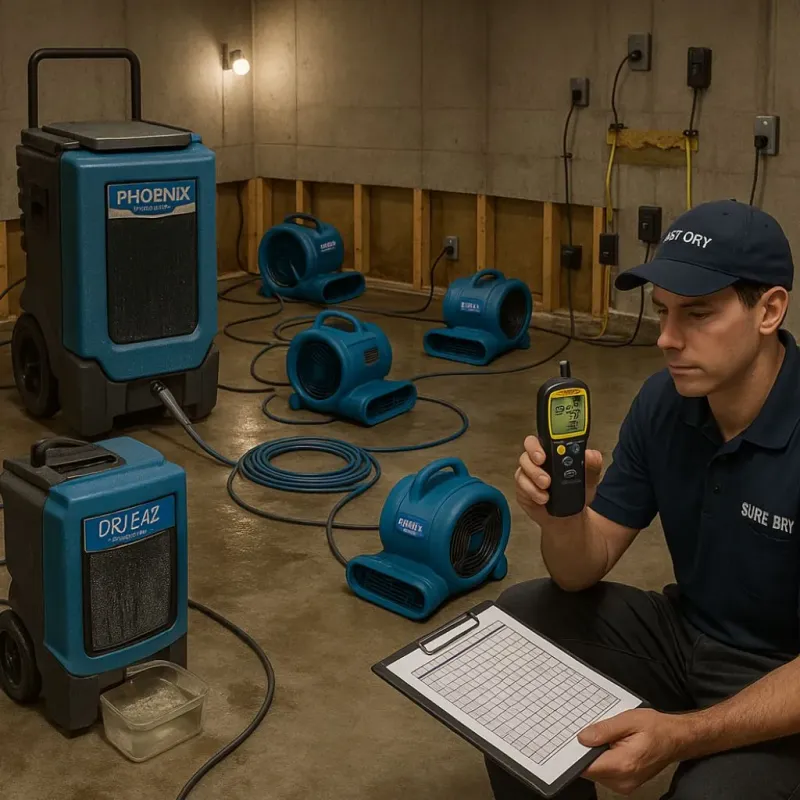 Structural Drying and Dehumidification process in Howland Center, OH